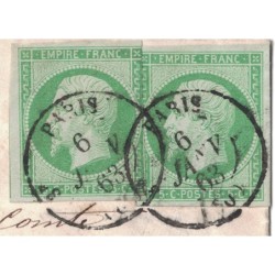 PARIS - No12 x 2 DU 6 JANVIER 1863 SUR LETTRE POUR PARIS - SIGNATURE CALVES.