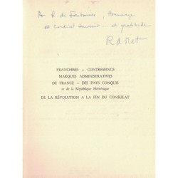 FRANCHISES-CONTRESEINGS-MARQUES ADMINISTRATIVES DE FRANCE DES PAYS CONQUIS DE LA REPUBLIQUE HELVETIQUE - R.A.VIET -1963.