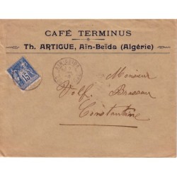 ALGERIE - AIN-BEIDA - CONSTANTINE - SAGE 15c - LE 7-AVRIL-1898.