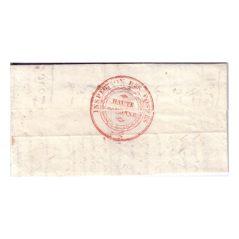 HAUTE GARONNE - FRANCHISE INSPECTEUR DES POSTES AU VERSO CACHET ROUGE INSPECTEUR DES POSTES HAUTES GARONNE - RARE