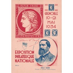 ISERE - GRENOBLE - SEMEUSE - SERIE DE 4 CARTES T.S.C - EXPOSITION PHILATHELIQUE 1934 - RAREMENT PROPOSE