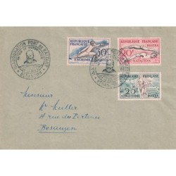 DOUBS - BESANCON - VICTOR HUGO - SPORTS - SERIE COMPLETE N°960-965 - SUR ENVELOPPE 2 ENVELOPPES 12-13 DECEMBRE 1953.