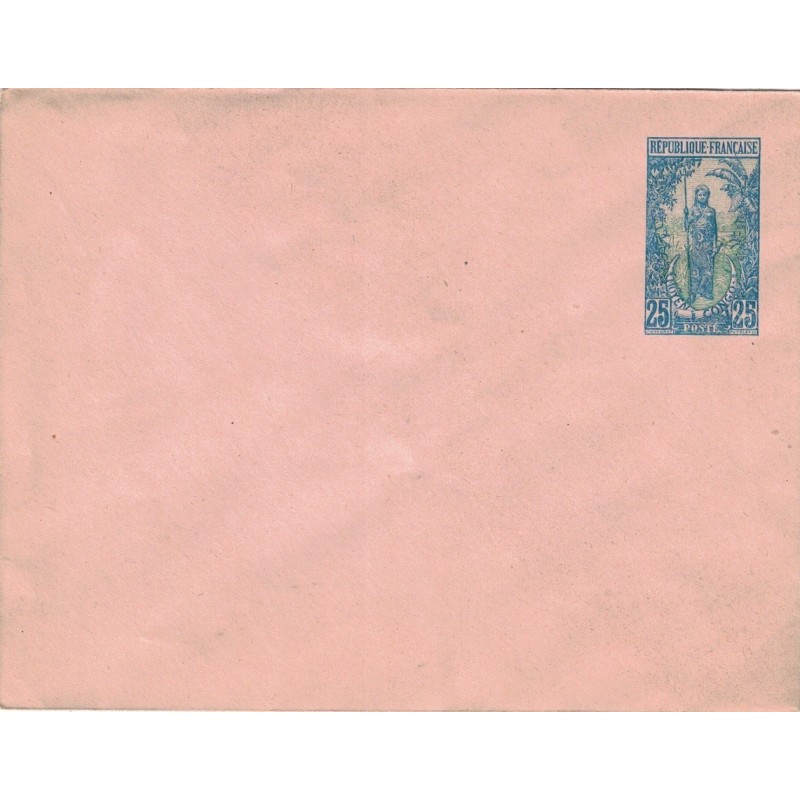 MOYEN-CONGO - ENTIER POSTAL TYPE CONGOLAISE - 25c BLEU.