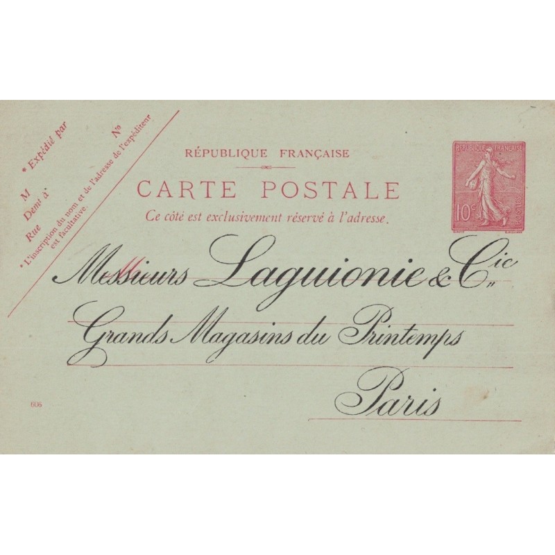 SEMEUSE LIGNEE - CARTE POSTALE - 10c - REPIQUAGE PRIVEE - GRANDS MAGASINS DU PRINTEMPS - CARTE NEUVE.