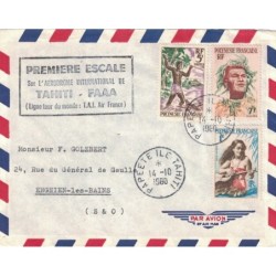 POLYNESIE - TAHITI - PAPEETE - 1er ESCALE SUR L'AERODROME INTERNATIONAL DE TAHITI FAAA - LE 14-10-1960..