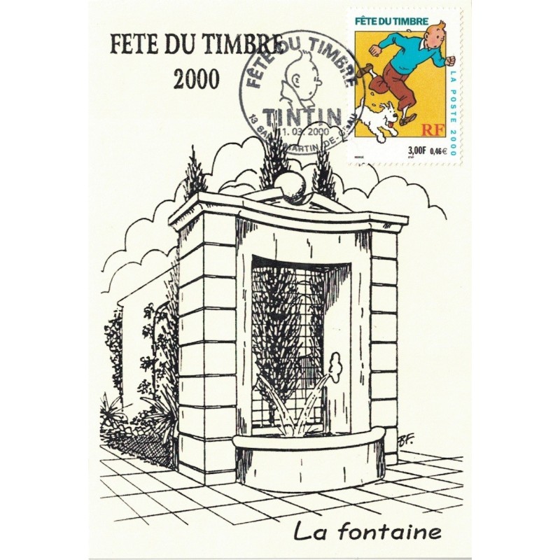 JOURNEE DU TIMBRE 2000 - ST MARTIN DE CRAU - CARTE LOCALE -TINTIN.