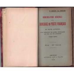 NOMENCLATURE GENERALE DES BUREAUX DE POSTE FRANCAIS 1849-1876 - M.LANGLOIS & E.VENEZIANI - 1926.