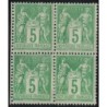 No102 - 5c TYPE SAGE BLOC DE 4 - AVEC TRACE DE CHARNIERE - COTE 70€