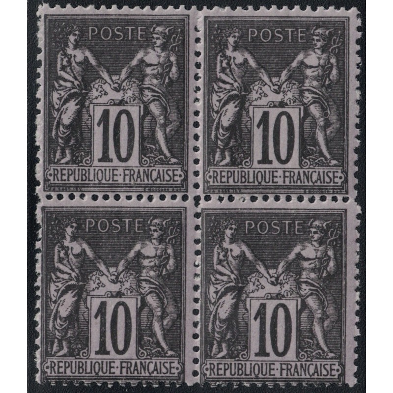 No089 - 10c NOIR - BLOC DE 4 - SANS TRACE DE CHARNIERE.