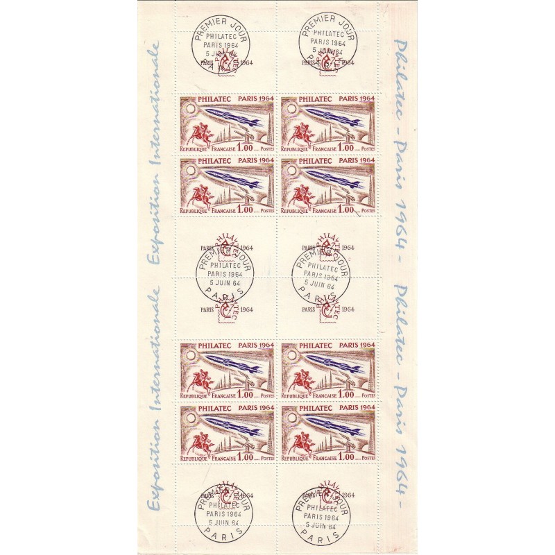 BLOC FEUILLET No0006 - EXPOSITION INTERNATIONALE PHILATEC 1964 - OBLITERE 1er JOUR HORS TIMBRES..