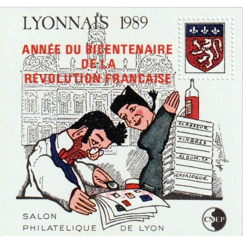 BLOC DE LA C.N.E.P No11 - LYONNAIS - SALON PHILATELIQUE LYON 1989 - ANNEE DU BICENTENAIRE DE LA REVOLUTION.