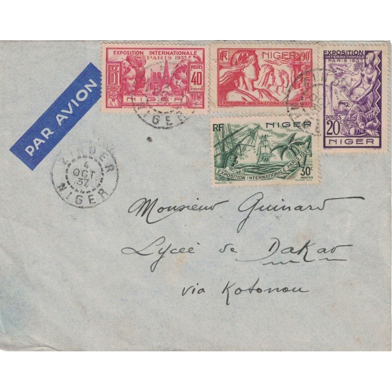 NIGER - ZINDER - EXPOSITION INTERNATIONALE PARIS 1931 - LE 4-10-1937 POUR DAKAR.
