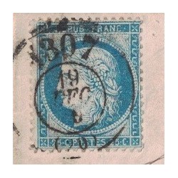 COTE D'OR - BUREAU DE PASSE 1307 - GARE DE DIJON - No60 DU 19 DECEMBRE 1875.