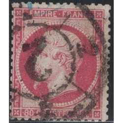 No024 - EMPIRE 80c ROUGE - OBLITERATION ROUE DE CHARETTE ESPAGNOL - ET CONTROLE TP EN BLEU - RARE.