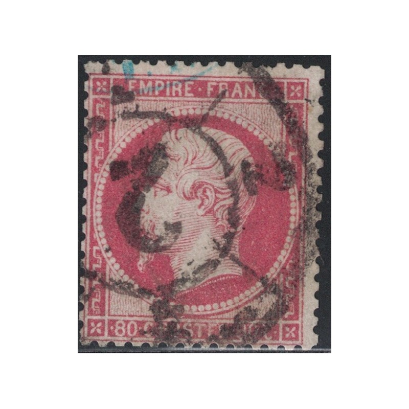 No024 - EMPIRE 80c ROUGE - OBLITERATION ROUE DE CHARETTE ESPAGNOL - ET CONTROLE TP EN BLEU - RARE.