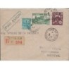 TUNISIE - VOL SPECIAL DE LA SWISSAIR - TUNIS AFFRANCHISSMENTS LETTRE RECOMMANDEE POUR GENEVE - 5-11-1945.