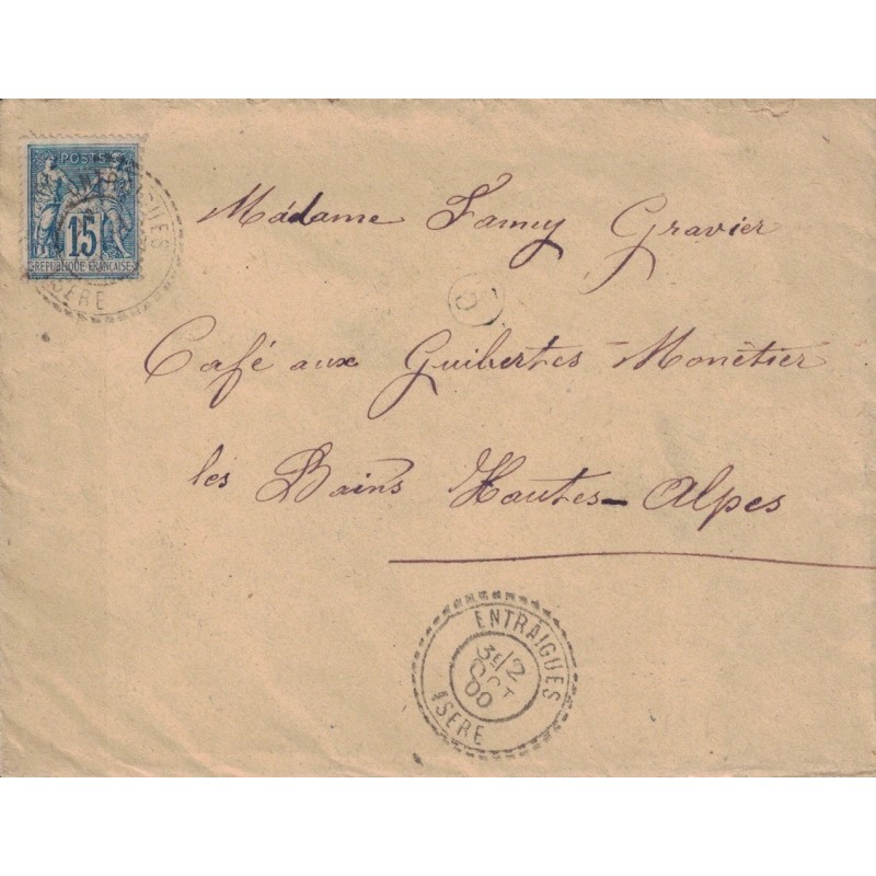 ISERE - ENTRAIGUES - T84 - 2 OCTOBRE 1900 - SAGE - No101 - BOITE RURALE SUPPLEMENTAITE C/2 DANS UN CERCLE..