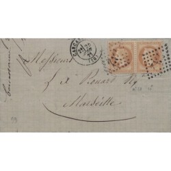 AUDE - CARCASSONNE - EMPIRE - No28A EN PAIRE - LE 25 AOUT 1871.