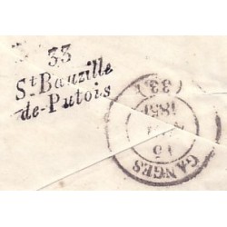 HERAULT - ST BAUZILLE DE PUTOIS 33 CURSIVE + CACHET DE GANGES.
