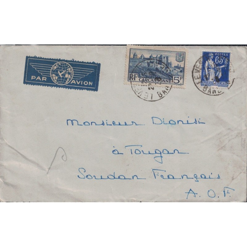 YVELINES - LE VESINET BANLIEU - LETTRE AVION POUR TOUGAN SOUDAN FRANCAIS - OCTOBRE 1938.