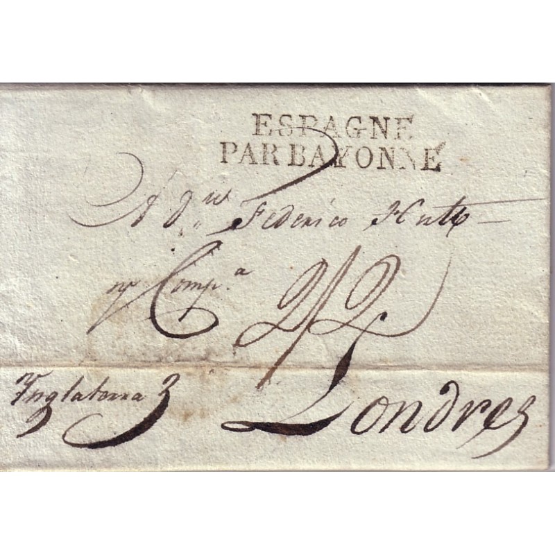 ESPAGNE - PAR BAYONNE - SANTANDER LE 9 MAI 1827.