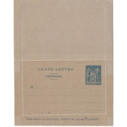 SAGE - CARTE LETTRE - 15c BLEU - REPONSE SEULE NEUVE
