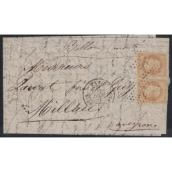 BALLON MONTE - LA POSTE DE PARIS - AFFRANCHISSEMENT PAIRE DU No28 ETOILE 16 LE 16 JANVIER 1871.
