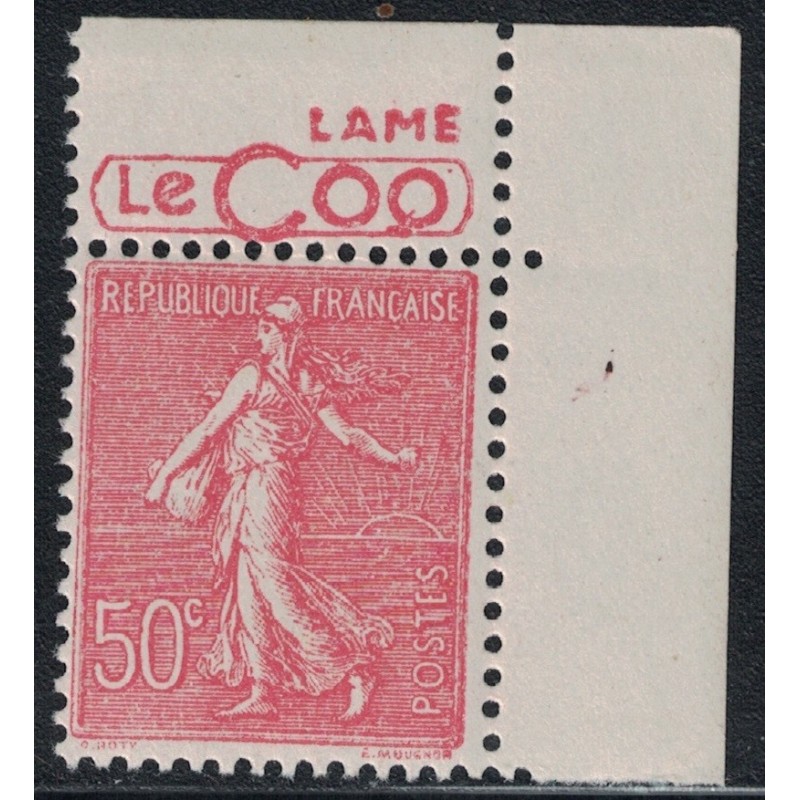 No0199 - SEMEUSE 50c ROUGE- BANDE PUB - LAME LE COQ.