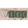 ALGERIE - ALGER R.DE STRASBOURG - SEMEUSE BANDE DE 3 PERFORATION DE LA Cie GENERALE TRANSATLANTIQUE.