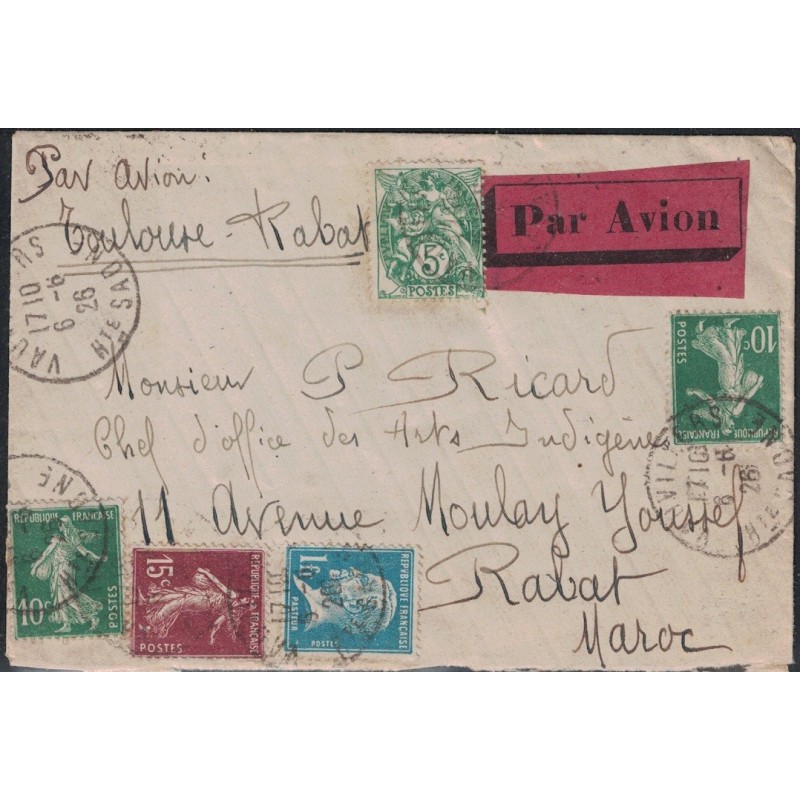 HAUTE SAONE - VAUVILLERS - LETTRE AVION TOULOUSE - RABAT - LE 6-6-1926.-