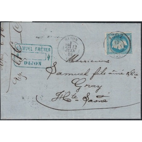 COTE D'OR - EMPIRE No29 OBLITERATION BUREAU DE PASSE 1307 - 12 JUIN 1859