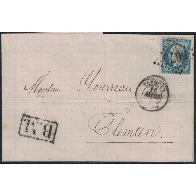 ALGERIE - TLEMCEN - EMPIRE No22 - OBLITERATION GC5075 - GRAND BM DANS DOUBLE RECTANGLE.