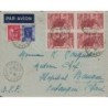 RHONE - LYON PERRACHE - LETTRE AVION POUR L'HOPITAL DE BANGUI - OUBANGUI - BLOC DE 4 JAURES - 24-12-1936.
