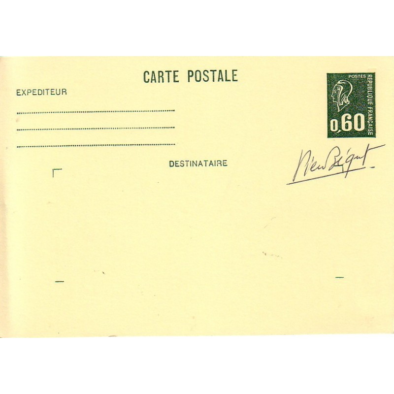 BEQUET PIERRE - GRAVEUR DESSINATEUR - SIGNATURE SUR ENTIER POSTAL MARIANNE DE BEQUET.