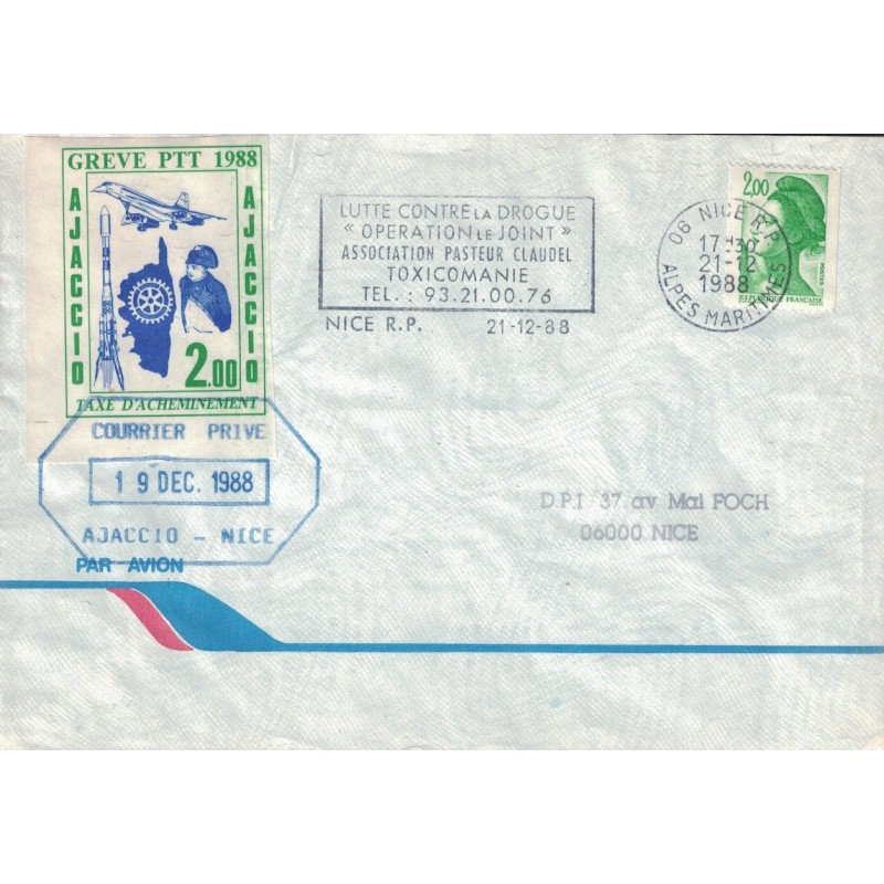 CORSE - GREVE PTT DE BASTIA - LE 19 DECEMBRE 1988.