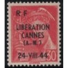 LIBERATION - ALPES MARITIMES - CANNES - 30c MERCURE - SURCHARGE LIBERATION CANNES 24 VII 44 - NEUF SANS TRACE DE CHARNIERE.