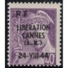 LIBERATION - ALPES MARITIMES - CANNES - 40c MERCURE - SURCHARGE LIBERATION CANNES 24 VII 44 - NEUF SANS TRACE DE CHARNIERE.