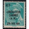 LIBERATION - ALPES MARITIMES - CANNES - 50c MERCURE - SURCHARGE LIBERATION CANNES 24 VII 44 - NEUF SANS TRACE DE CHARNIERE.